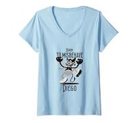 Femme Diego - Beau nom de garçon avec Un Petit démon Mignon T-Shirt avec Col en V