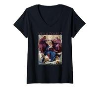 Femme Diego Velázquez - Couronnement de Marie T-Shirt avec Col en V