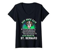 Femme Dieu a Dit Une Fois Que Dieu a créé Le Chiot Saint-Bernard T-Shirt avec Col en V