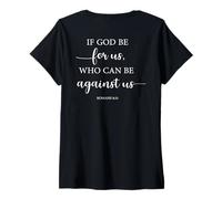 Femme DIEU BÉNISSE LA BIBLE, BÉNÉDICTION D'UNE FAMILLE AMÉRICAINE, ILLUSTRATION AU DOS T-Shirt avec Col en V