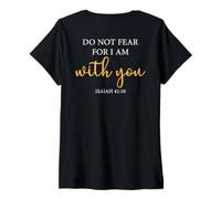 Femme DIEU BÉNISSE LA BIBLE, BÉNÉDICTION D'UNE FAMILLE AMÉRICAINE, ILLUSTRATION AU DOS T-Shirt avec Col en V