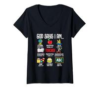 Femme Dieu dit que je suis professeur : fort, accepté, audacieux, racheté T-Shirt avec Col en V