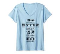 Femme Dieu Dit Que Vous êtes chrétien Typographie en Forme de Croix T-Shirt avec Col en V