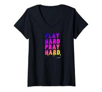 Femme Dieu église Dicton Prier Beaucoup Jouer Prier Jour d'église Humour T-Shirt avec Col en V