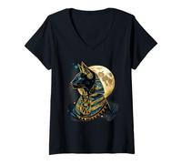 Femme Dieu égyptien égyptien ancienne égyptologie Toutankhamon chat Bastet T-Shirt avec Col en V