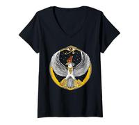 Femme Dieu égyptien Horus Faucon Pyramides égyptiennes Ankh T-Shirt avec Col en V