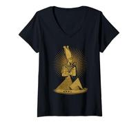 Femme Dieu égyptien Osiris Pyramide Vintage Pyramides de Gizeh T-Shirt avec Col en V