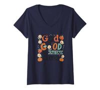 Femme Dieu est Bon Tout Le Temps. des Paroles positives T-Shirt avec Col en V