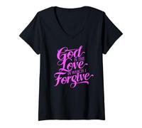 Femme Dieu est l'amour dans lequel Je pardonne, la Bible, Le Pardon, Le repentir T-Shirt avec Col en V