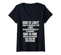 Femme Dieu est lumière, la vérité Invisible au-delà de la révélation T-Shirt avec Col en V