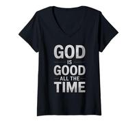 Femme Dieu est Une Source d'inspiration : « Dieu est Bon Tout Le Temps », Dit Foi Believer T-Shirt avec Col en V
