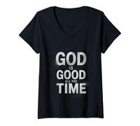 Femme Dieu est Une Source d'inspiration : « Dieu est Bon Tout Le Temps », Dit Foi Believer T-Shirt avec Col en V
