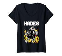 Femme Dieu Grec Antique Hades souverain du Monde Souterrain Cerbère T-Shirt avec Col en V