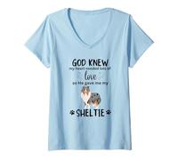 Femme Dieu m'a donné mon Sheltie Awesome MERLE Sheltie Mom T-Shirt avec Col en V