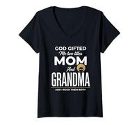 Femme Dieu m'a Offert Deux titres, Maman et Grand-mère et Moi, Rock Them T-Shirt avec Col en V