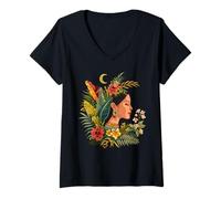 Femme Dieu Maya mythologie Maya IX Chel Déesse T-Shirt avec Col en V