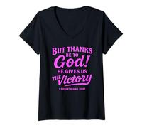 Femme Dieu Merci Corinthiens Verse de la Bible Foi Écriture Prière T-Shirt avec Col en V