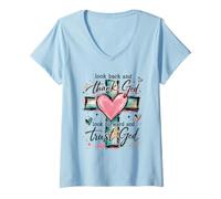 Femme Dieu Merci, Fais Confiance à Dieu, Foi chrétienne, Croix, cœur T-Shirt avec Col en V
