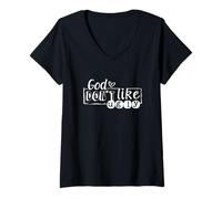 Femme Dieu n'aime Pas la laideur, la Foi chrétienne drôle, Jésus, l'amant de Dieu T-Shirt avec Col en V