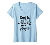 Femme Dieu n'est Pas fatigué prières Bible Écriture Proverbes Jésus Prie T-Shirt avec Col en V