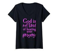 Femme Dieu n'est Pas fatigué prières Bible Écriture Proverbes Jésus Prie T-Shirt avec Col en V