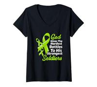 Femme Dieu Non Hodgkin Donne des batailles Les Plus Difficiles à Ses Soldats Les Plus forts T-Shirt avec Col en V