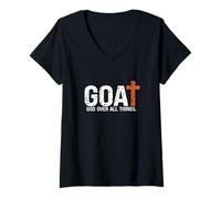 Femme Dieu sur toutes choses. De tel Jésus. Le plus grand de tous T-Shirt avec Col en V