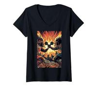 Femme Dieux DE LA Bataille T-Shirt avec Col en V