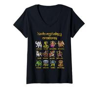 Femme Dieux Mythologie Hindoue Hindouisme Créatures Mythiques T-Shirt avec Col en V