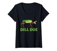 Femme Dill Doe Pickle Funny Renne Humour Adulte Femme T-Shirt avec Col en V