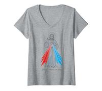 Femme Dimanche de la Divine Miséricorde : Jésus, catholique T-Shirt avec Col en V