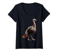 Femme Dinde Poulet Oiseau Dindons Faisan Dinde T-Shirt avec Col en V
