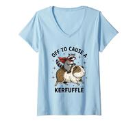 Femme Dingo Raton Laveur chevauchant Un Cochon d'Inde Cause a Kerfuffle Humour T-Shirt avec Col en V