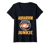 Femme Dingue D’Aquarium Humour Crevette Et Collection T-Shirt avec Col en V
