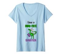 Femme Dino Easter-Funny Dinosaur have a dino-mite easter T-Shirt avec Col en V