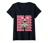Femme Dino Girl Trex Tyrannosaurus Rex Dinosaure Fille Coquette Bow T-Shirt avec Col en V