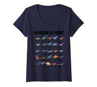 Femme Dinosaur Alphabet - Types of Dinosaurs - Dino Identification T-Shirt avec Col en V