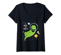 Femme Dinosaure Dino I Need Space Astronaute Planets Stars Lover T-Shirt avec Col en V