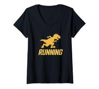 Femme Dinosaure en Cours d'exécution drôle - Dino Trex Runner T-Shirt avec Col en V