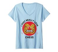 Femme Dinosaure Kawaii I Just Really Love Chess Lover T-Shirt avec Col en V
