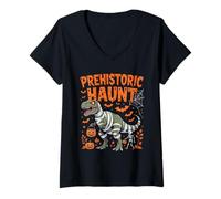 Femme Dinosaure Momie d'halloween préhistorique T-Shirt avec Col en V