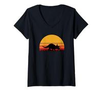 Femme Dinosaure Tricératops Dino Archéologue Archéologie Musée T-Shirt avec Col en V