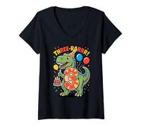 Femme Dinosaure Troisième 3ème Anniversaire Joy T-Shirt avec Col en V
