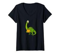 Femme Dinosaure Zombie Brontosaure Dinosaure - Undead Scare Boo Spook T-Shirt avec Col en V