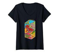 Femme Dinosaures Mignons : T-Rex, tricératops, stégosaure et Plus Encore T-Shirt avec Col en V