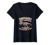 Femme Dinosaurs Didn't Learn Math Squelette de fossile T-Shirt avec Col en V