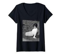 Femme Dionne Warwick dans Le Jardin de Londres Walk on en 1965 T-Shirt avec Col en V