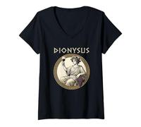 Femme Dionysos Mythologie Grecque Dieu Wine T-Shirt avec Col en V
