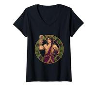 Femme Dionysos Mythologie Grecque Dieu Wine T-Shirt avec Col en V
