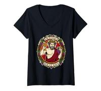 Femme Dionysos Mythologie Grecque Dieu Wine T-Shirt avec Col en V